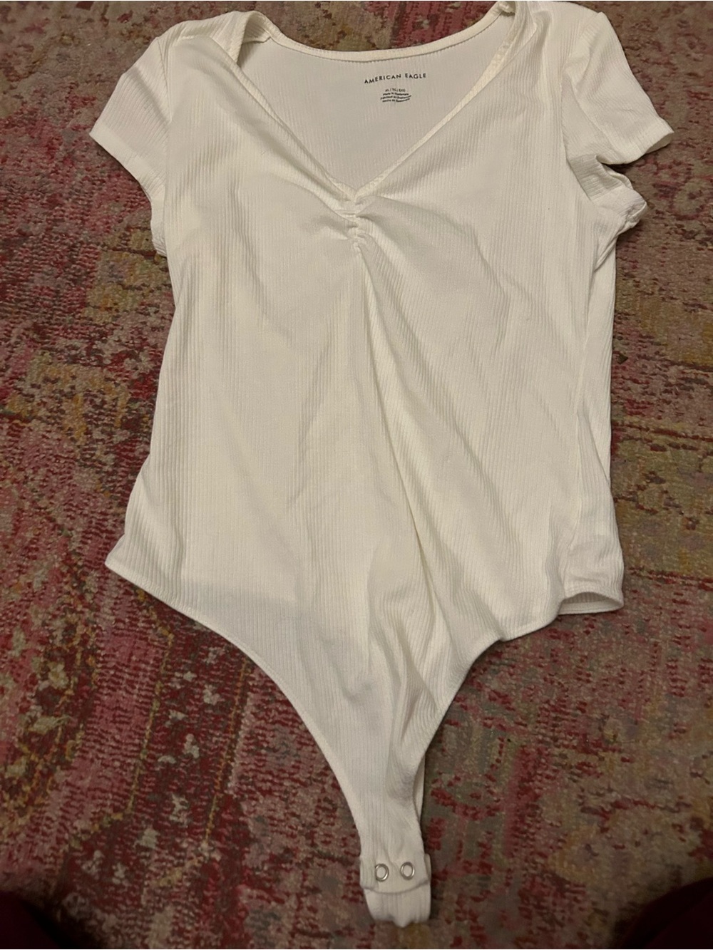 American Eagle XL Ribbed V-Neck Gathered Bodysuit NWOT